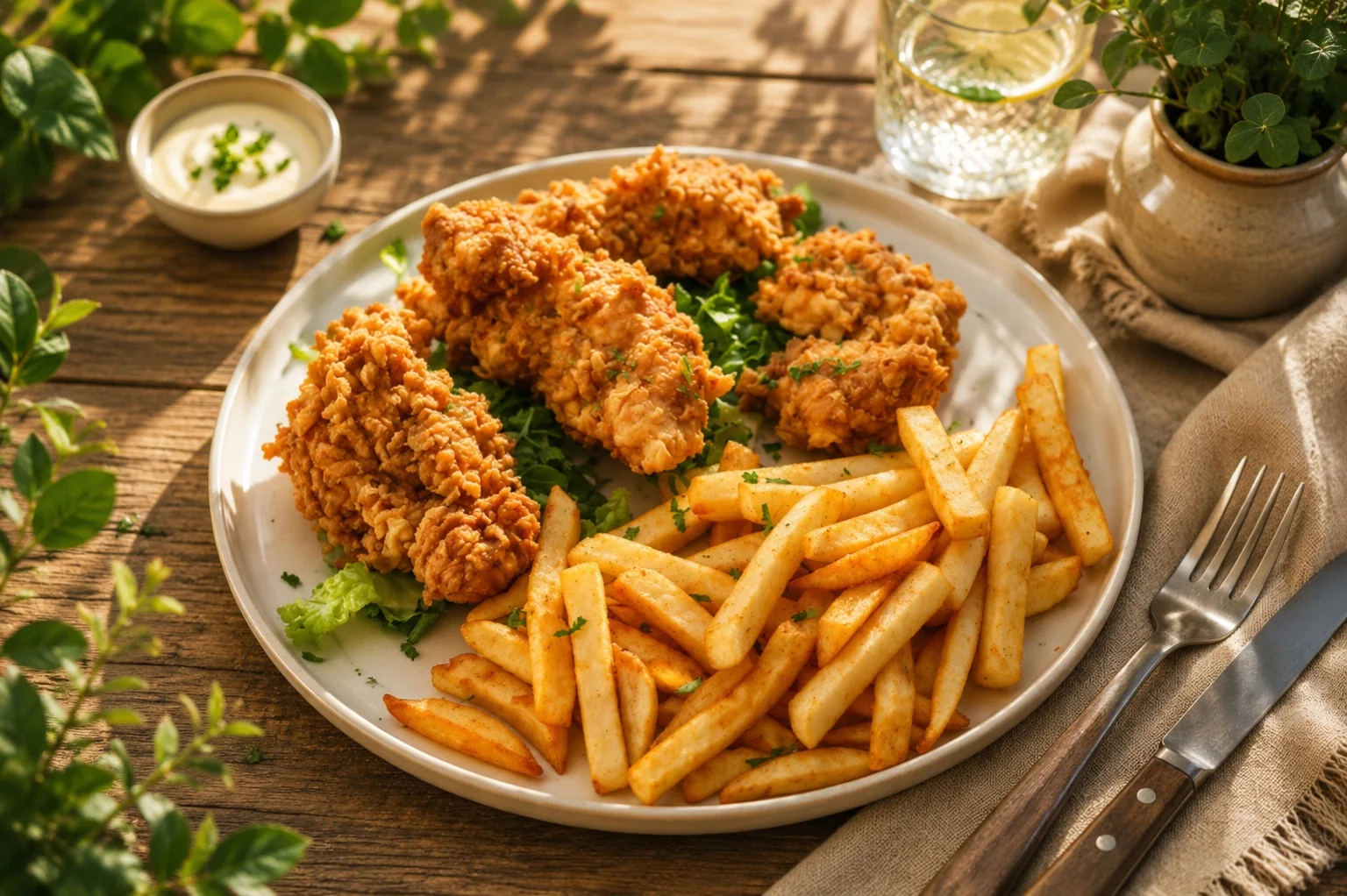 Chicken tenders and fries